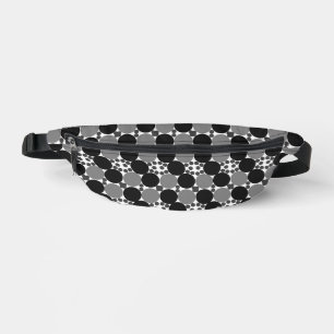 Monochrome Circles: Abstract Black White And Gray, Fanny Pack