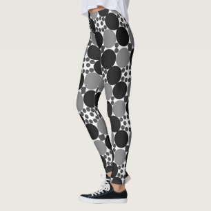 Monochrome Circles: Abstract Black White And Gray, Leggings