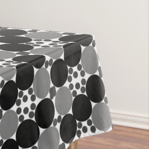 Monochrome Circles: Abstract Black White And Gray, Tablecloth