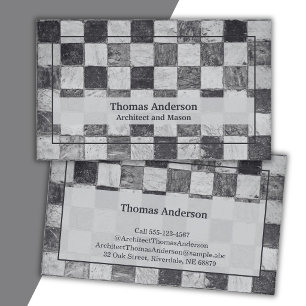 Monochrome, Cobblestone in Gray, Architect Business Card