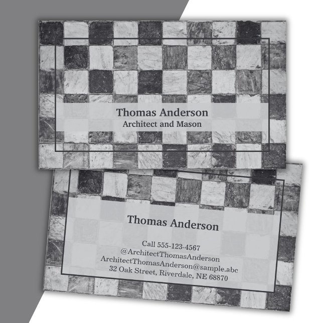Monochrome, Cobblestone in Gray, Architect Business Card (Creator Uploaded)