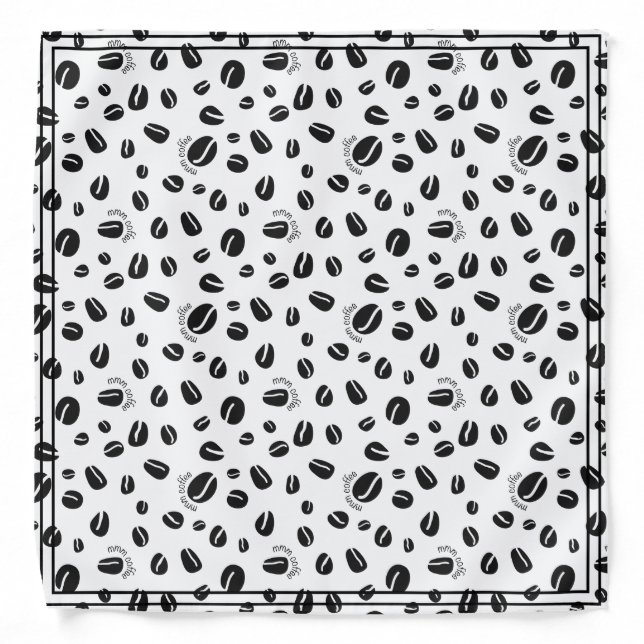 Monochrome Coffee Beans "Mmm Coffee" Bandana (Front)