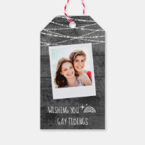 Monochrome Color Pop Gay Tidings 2-Sided Photo Gift Tags