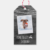 Monochrome Color Pop Rustic Photo 2-Sided Reindeer Gift Tags