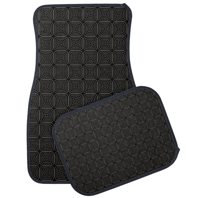 Monochrome Concentric Squares Pattern Car Mats (Set)