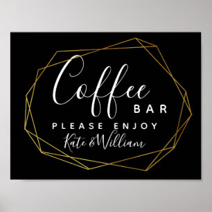 monochrome crystal geo Coffee bar station sign
