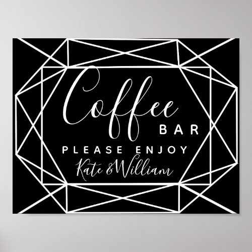 monochrome crystal geo Coffee bar station sign