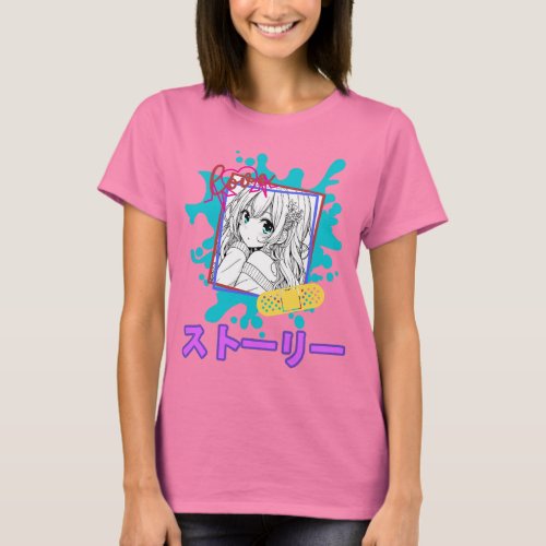 Monochrome cute girl with splash  T_Shirt