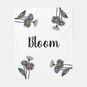 Monochrome Daisys Bloom Fleece Blanket