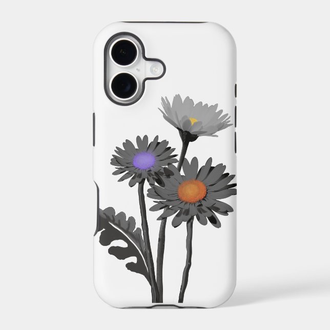 Monochrome Daisys Iphone Case (Back)