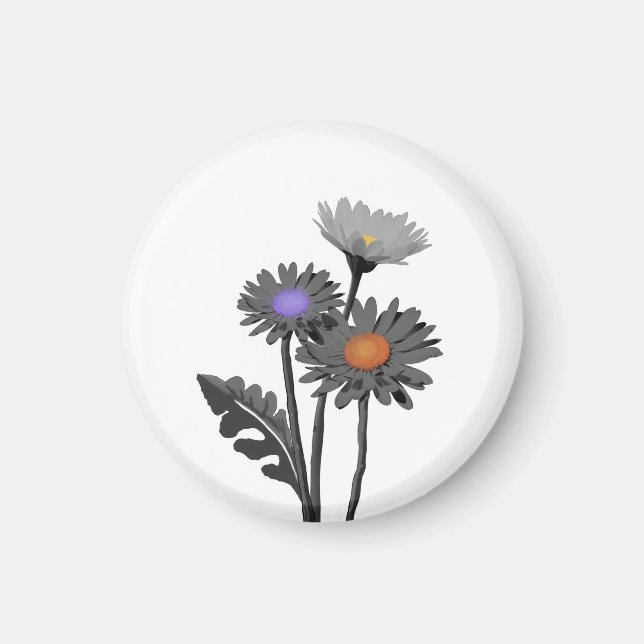 Monochrome Daisys magnet (Front)