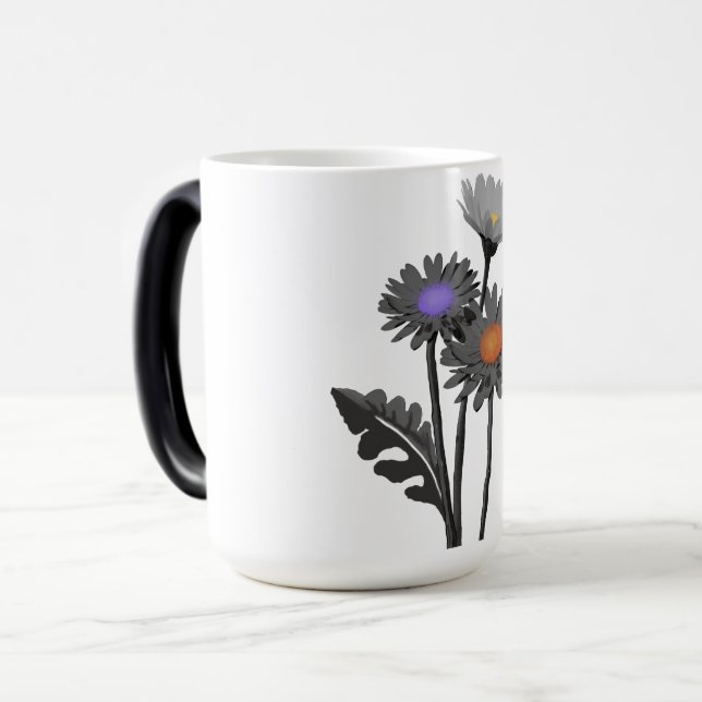 Monochrome Daisys mug (Front Left)