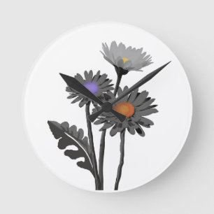 Monochrome Daisys Wall clock
