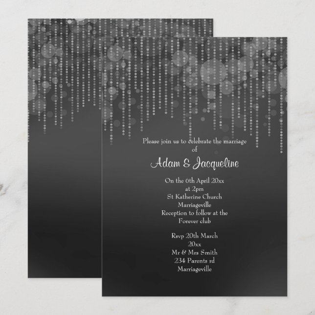 Monochrome Diamond ELEGANT WEDDING  Invitation (Front/Back)