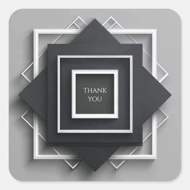 Monochrome Diamond Grid Architectural Layer Square Sticker (Front)