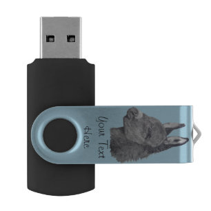 Monochrome drawing of very cute donkey USB flash drive