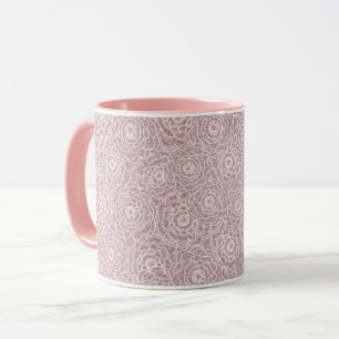 Monochrome Dusty Pink flowers  Mug