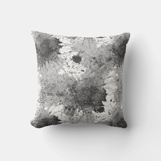 Monochrome dye stains throw pillow (Front)