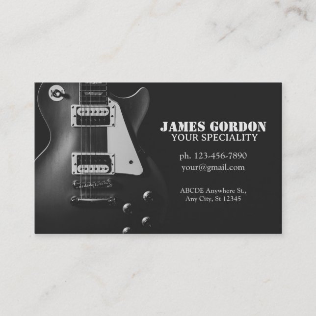 Monochrome electric guitar business card (Front)