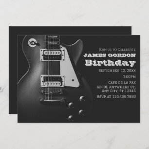 Monochrome electric guitar invitation
