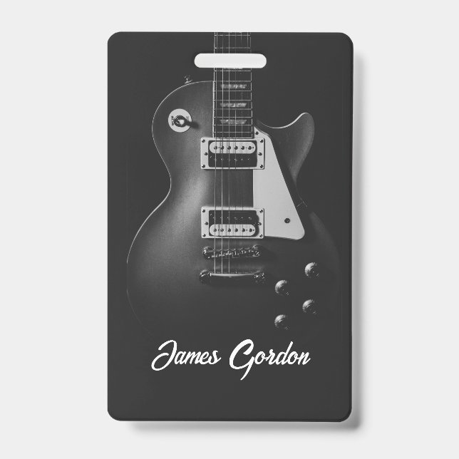 Monochrome electric guitar personalized badge (Front)
