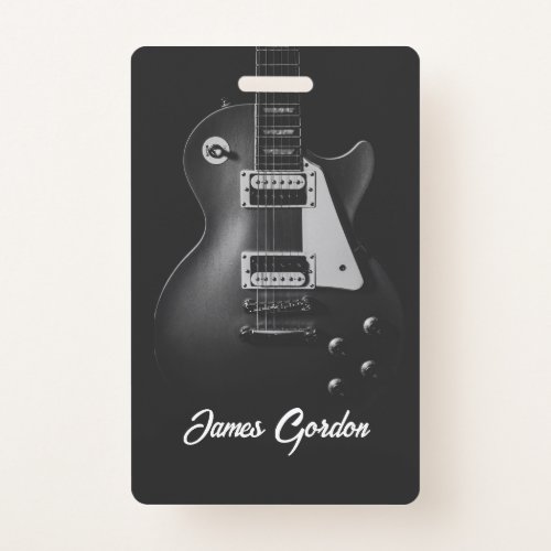 Monochrome electric guitar personalized badge