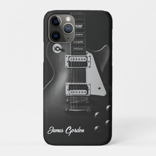 Monochrome electric guitar personalized iPhone 11 pro case
