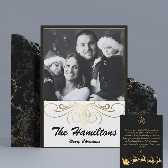 Monochrome Elegance Black and White Holiday Card (Creator Uploaded)