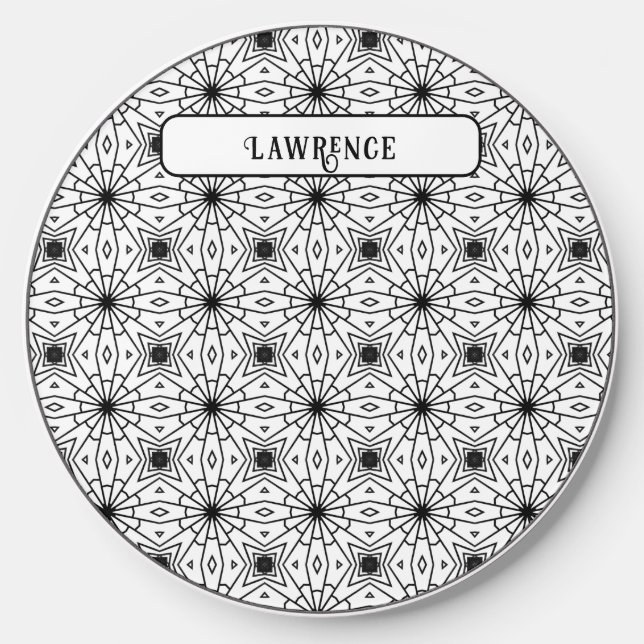 Monochrome Elegant Abstract pattern Wireless Charger (Front)