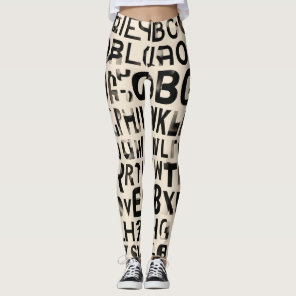 "Monochrome Eleganz: Typografisches Alphabet  Leggings