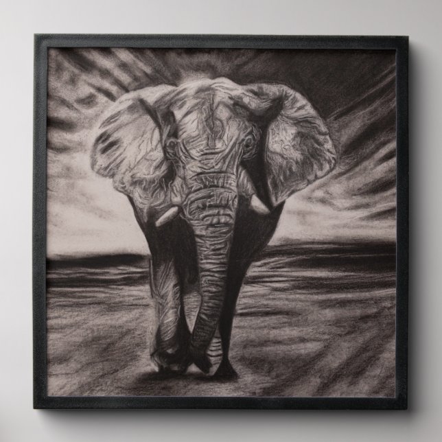 Monochrome elephant design tile (Front Set)