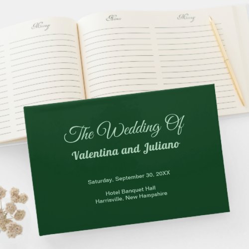 Monochrome Emerald Green Wedding Guest Book