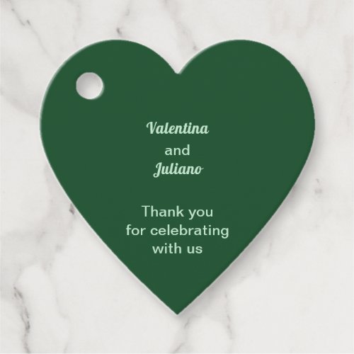 Monochrome Emerald Green Wedding Heart Favor Tag