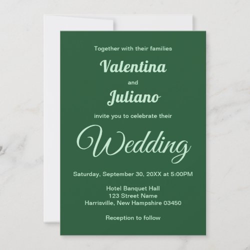 Monochrome Emerald Green Wedding Invitation