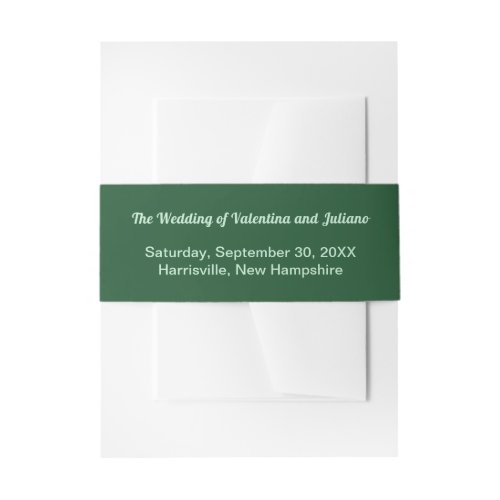 Monochrome Emerald Green Wedding Portrait Format Invitation Belly Band
