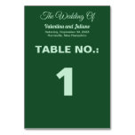 Monochrome Emerald Green Wedding Table Number