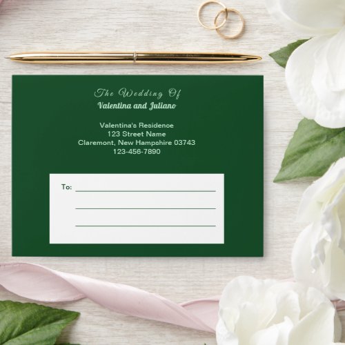 Monochrome Emerald Green Wedding Wedding Envelope