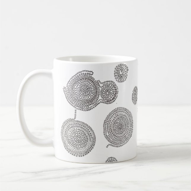 Monochrome 'Enyu Mandala' Coffee Mug (Left)
