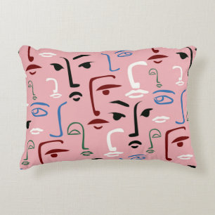 Monochrome Faces Accent Pillow