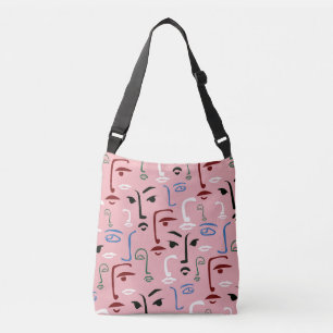Monochrome Faces Crossbody Bag