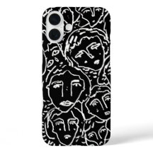 Monochrome Faces iPhone Case – Abstract Line Art