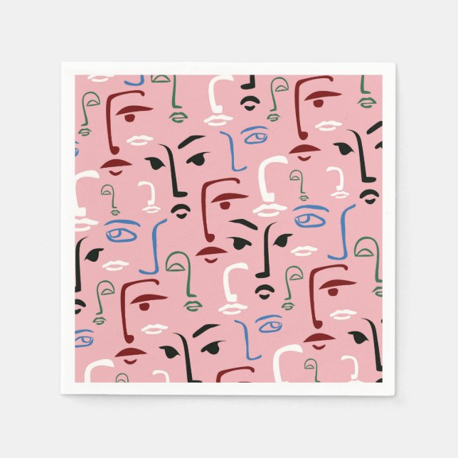 Monochrome Faces Napkins (Front)