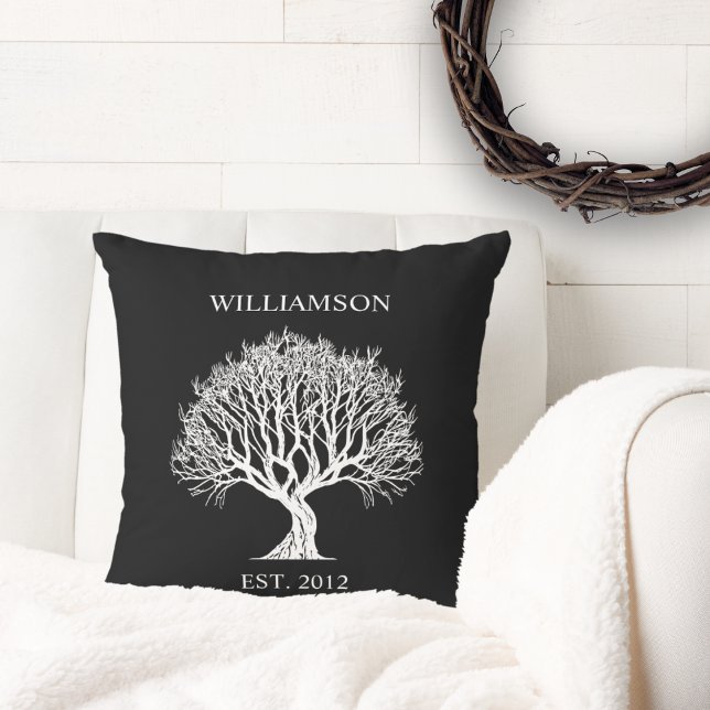 Monochrome Family Tree  Throw Pillow (Creator Uploaded)