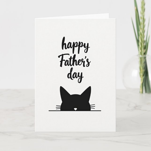 Monochrome Fathers Day Feline Card (Front)