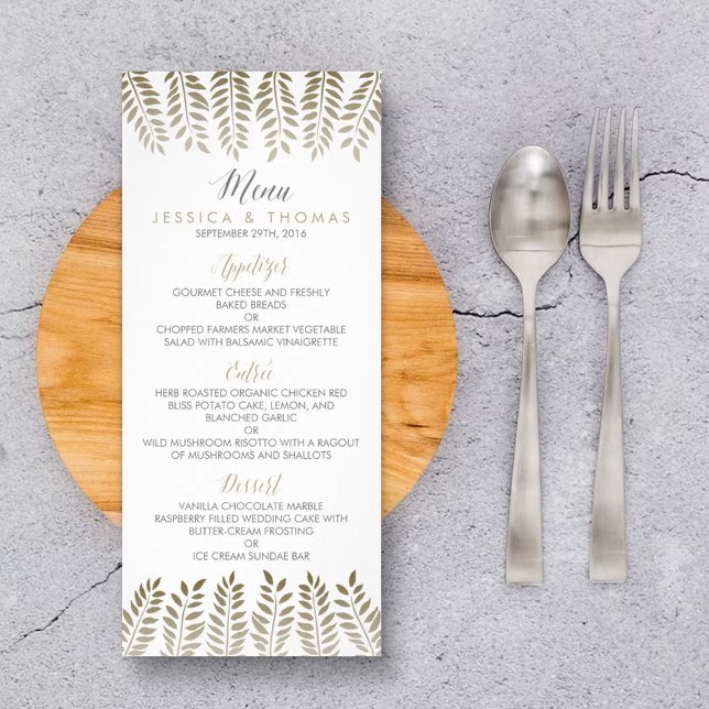 Monochrome Fern Woodland Wedding Menu (Creator Uploaded)