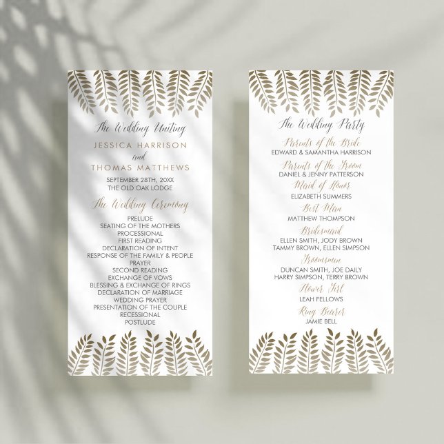 Monochrome Fern Woodland Wedding Program (Creator Uploaded)