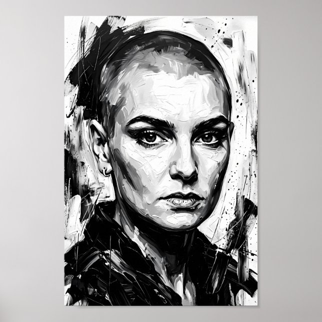 Monochrome Fierce Spirit Portrait Poster (Front)