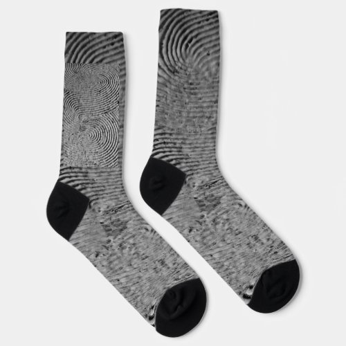 Monochrome Fingerprint Pattern Socks