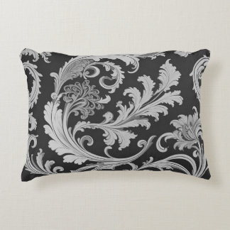 Monochrome Fleur Antique Pattern Accent Pillow