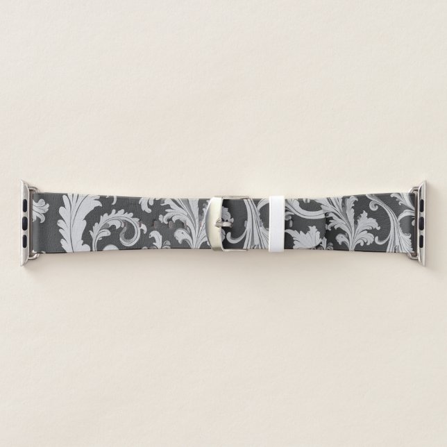 Monochrome Fleur Antique Pattern  Apple Watch Band (Band)
